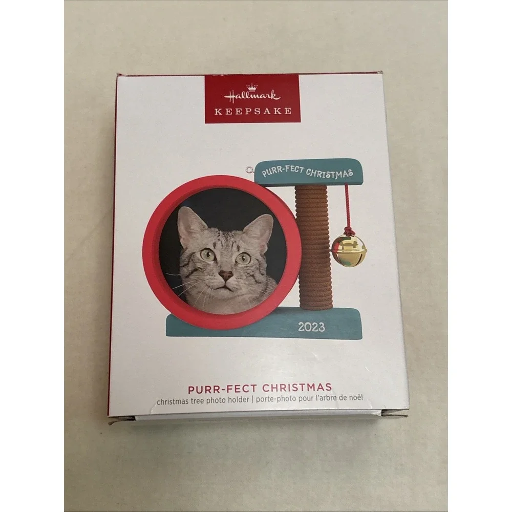 2023 Hallmark Keepsake Purr-fect Photo Holder Christmas Ornament Cat Red Teal
